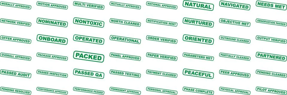 Collection of Green Bordered Status Badges Showing Various Approval Verific.. 스톡 일러스트