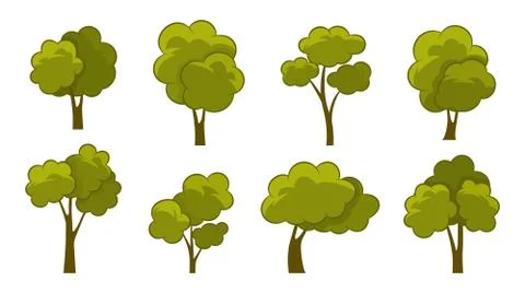 Collection of green summer trees. Stock Illustration