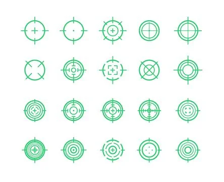 Collection of green target icon with circle base. sniper scope icon Stock Illustration
