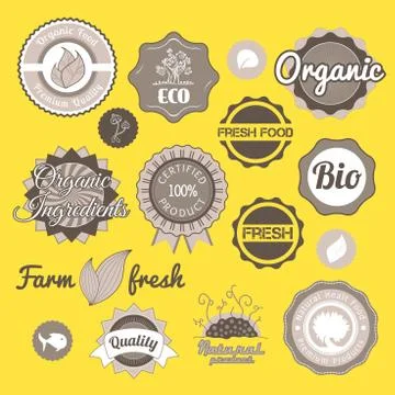 Collection green vector labels, badges and icons Illustrazione stock