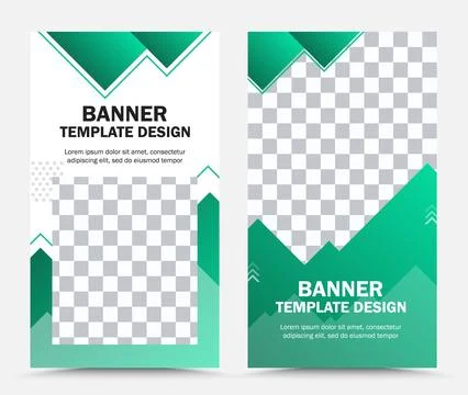 Collection of green vertical vector banner templates Stock Illustration