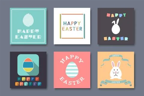 Collection of greeting easter cards - holiday colorful backgrounds Stockillustratie