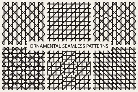 Collection of grid seamless patterns. イラスト素材