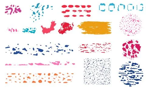Collection of grunge dots design elements color vector illustration Ilustração Stock
