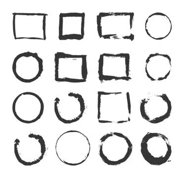 Collection of Grunge Frames in Form Round, Square and Rectangle Stock Illustration