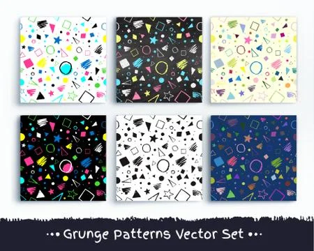 Collection of grunge geometric patterns Stock Illustration