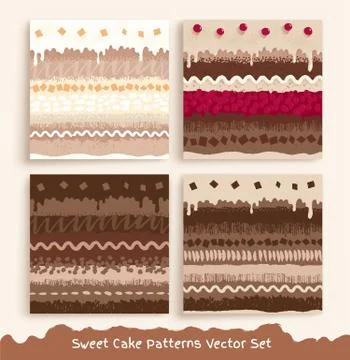 Collection of grunge seamless patterns with sweets Stock Illustration