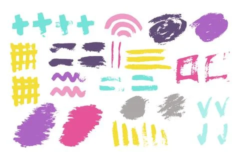 Collection of grunge spots design elements color vector illustration Ilustração Stock