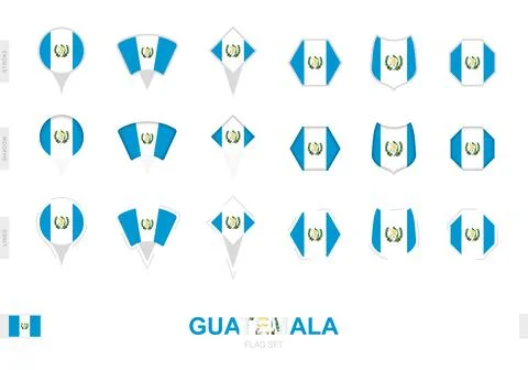 Collection of the Guatemala flag in different shapes and with three differe.. Stock Illustration