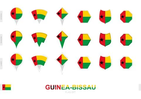 Collection of the Guinea-Bissau flag in different shapes and with three dif.. Stock Illustration