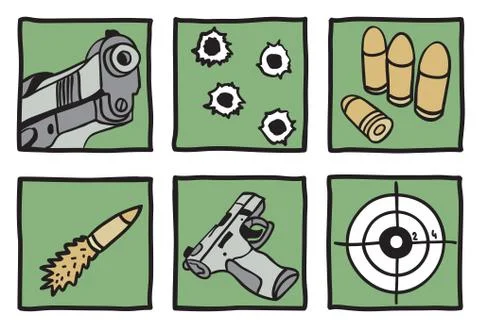 Collection of guns and bullets Stock Illustration