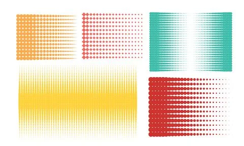 Collection of Halftone Patterns with Gradient Effects in Different Colors Stock Illustration