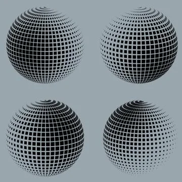 Collection of halftone sphere vector logo template. Abstract globe symbol Stock-Illustration