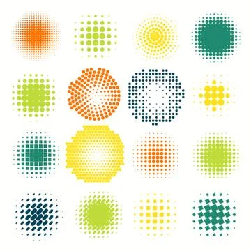 Collection of halftone sphere vector logo template. Abstract globe symbol Illustrazione stock