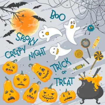 Collection of Halloween elements Stock Illustration