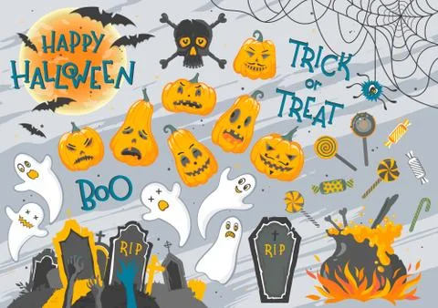 Collection of Halloween elements Stock Illustration