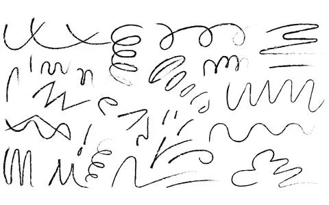 Collection of hand drawn abstract scribble lines and artistic swirls design Stock Illustration