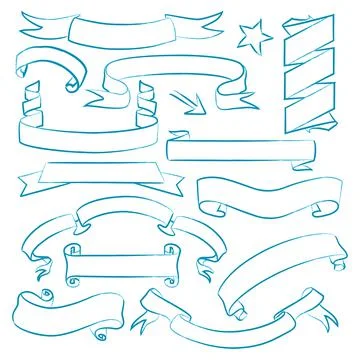 Collection of hand drawn banners Stock Illustration
