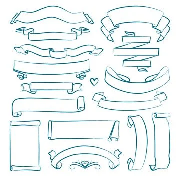 Collection of hand drawn banners Stock Illustration