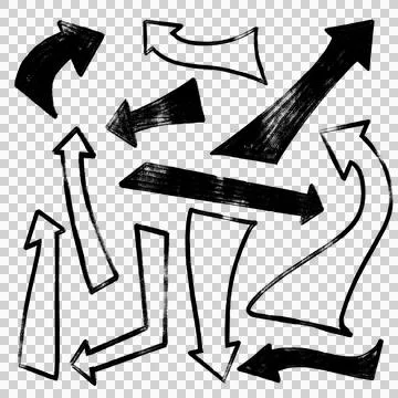 Collection of hand-drawn black arrows Stock Illustration