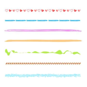 Collection of hand drawn border set lines, brush strokes, underlines. 스톡 일러스트