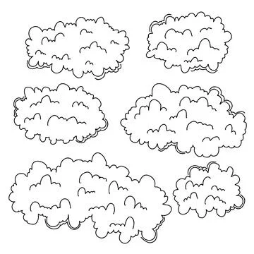 Collection of hand drawn clouds in doodle style. Hand draw weather icons set. Stock Illustration