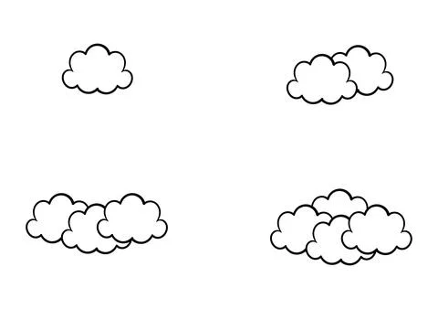 Collection of hand drawn clouds Stock Illustration