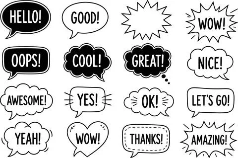Collection of hand drawn comic speech bubbles Stock Illustration