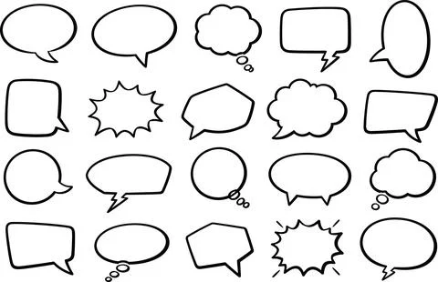 Collection of hand drawn comic speech bubbles Stock Illustration