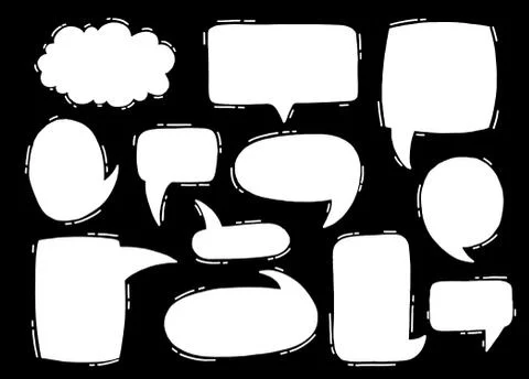 Collection hand drawn communicate speech. Design element business message. Stock Illustration