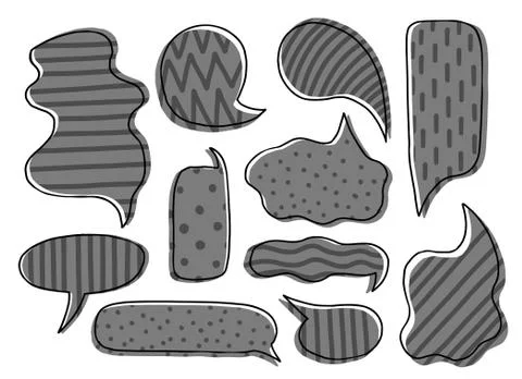 Collection hand drawn communicate speech. Design element business message. Stock Illustration