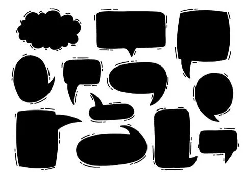 Collection hand drawn communicate speech. Design element business message. Stock Illustration