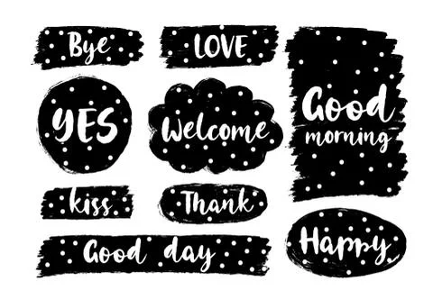 Collection hand drawn communicate speech. Design element business message. Stock Illustration