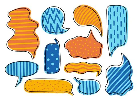 Collection hand drawn communicate speech. Design element business message. Stock Illustration