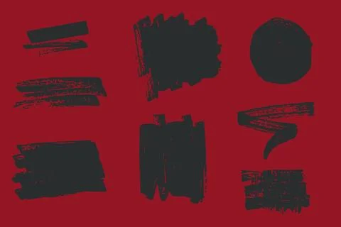 Collection of hand drawn dark brush strokes vector Stock Illustration