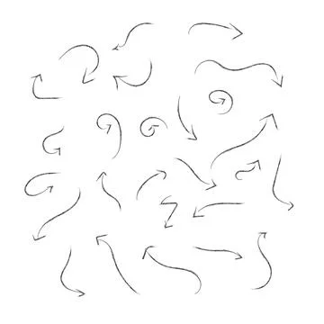 Collection of hand drawn doodle arrows and swirls Stock Illustration