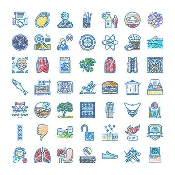Collection of hand drawn doodle colored icons Stock Illustration