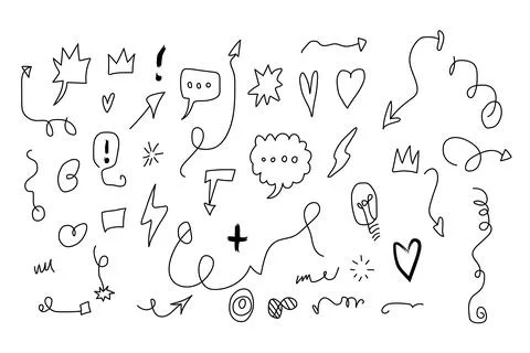 Collection of hand drawn doodle elements イラスト素材