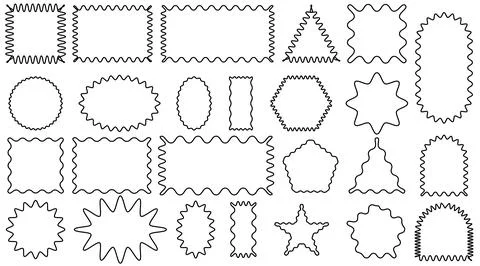 Collection of hand drawn doodle frames with wavy borders and irregular shap.. Stock Illustration