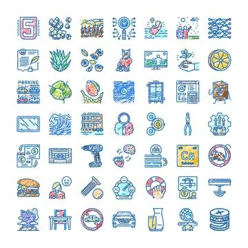 Collection of hand drawn doodle icon illustrations Stock Illustration