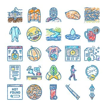 Collection of hand drawn doodle style icons Stock Illustration