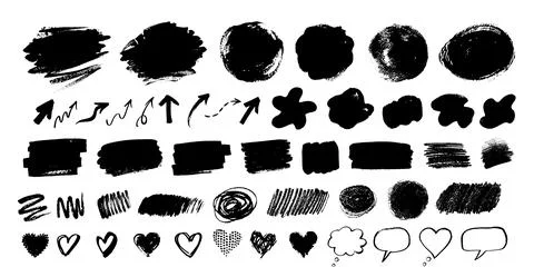 Collection of hand drawn forms and banners Stock Illustration