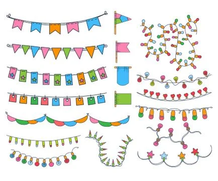 Collection Of Hand Drawn Garlands Stock Illustration