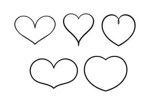 Collection of hand drawn hearts in different styles Stock Illustration