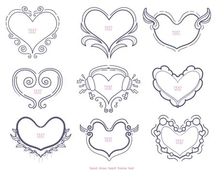 Collection of hand drawn hearts shape,copy space,cartoon style Stock Illustration