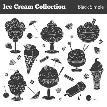 Collection of hand drawn ice cream treats Stock Illustration