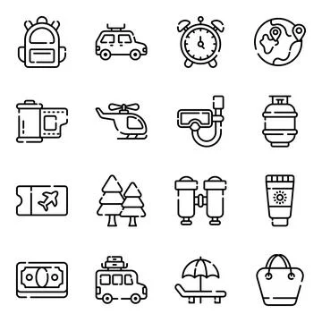 A collection of hand drawn icons representing web development, SEO, and digital 库存插图