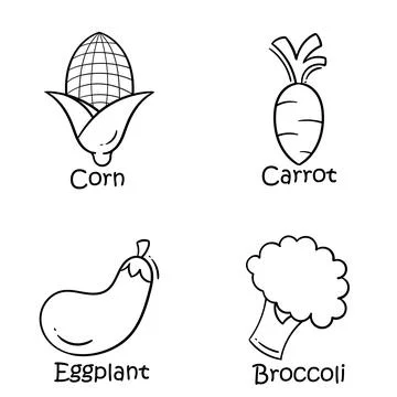 A collection of hand drawn illustrations with a vegetable theme 3 Stock Illustration