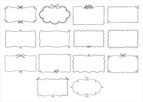 A collection of hand-drawn ink frames Stock Illustration