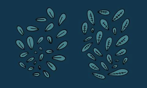 Collection of hand drawn leaves Stock Illustration